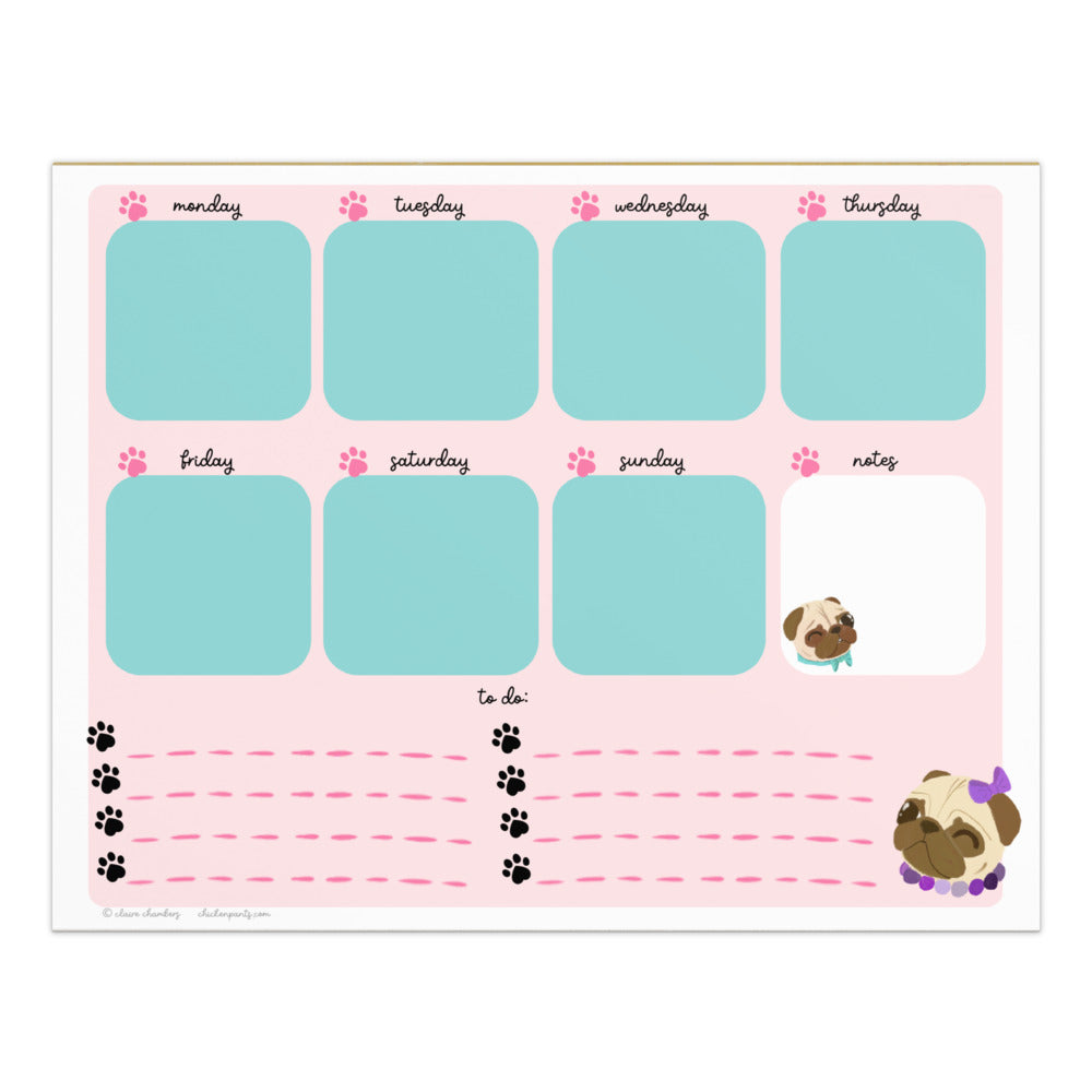 Fawn Pug Weekly Planner Letter Size Notepad