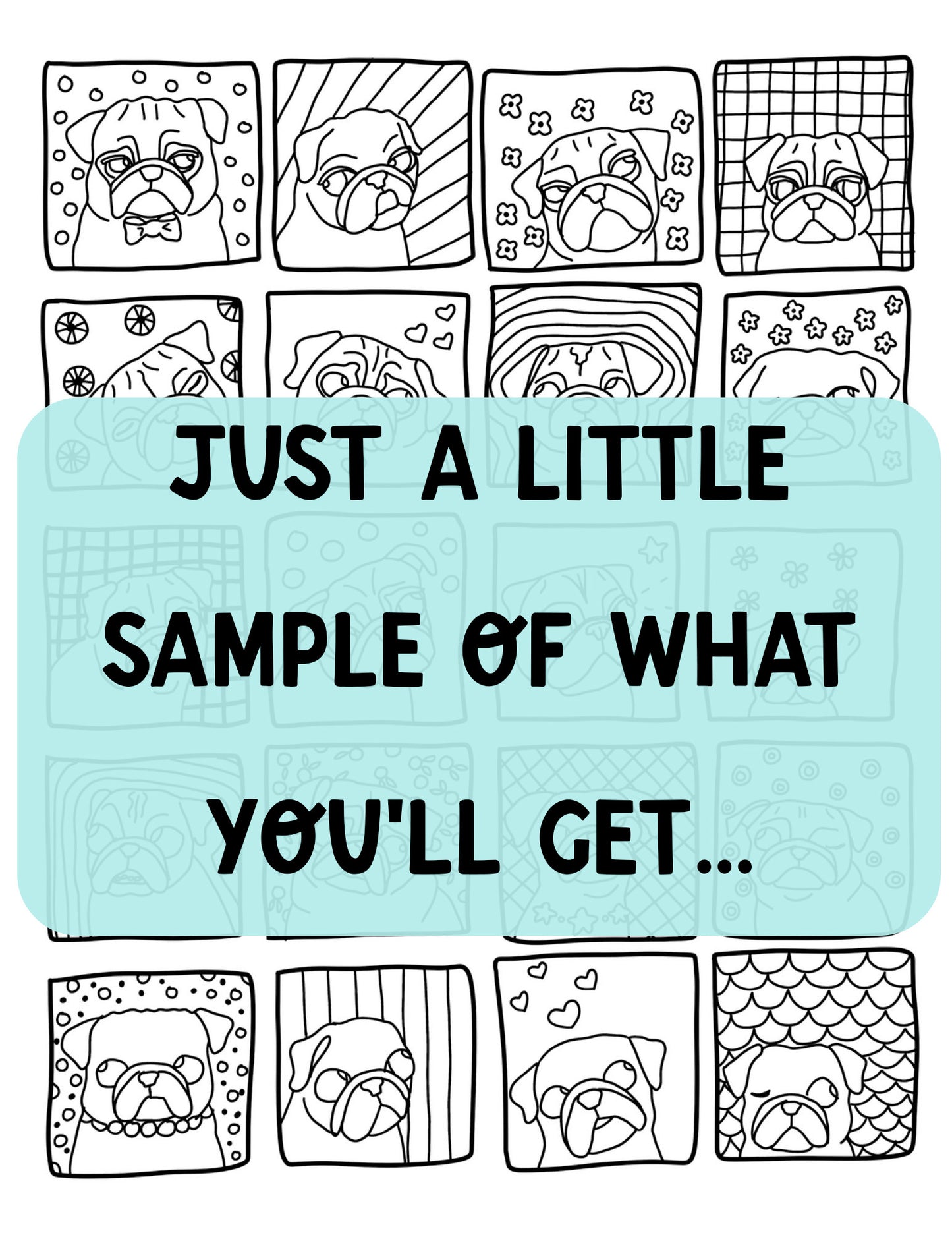 Sprinkle Happiness - Instantly Downloadable Printable Pug Art Coloring Book