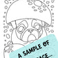 Sprinkle Happiness - Instantly Downloadable Printable Pug Art Coloring Book