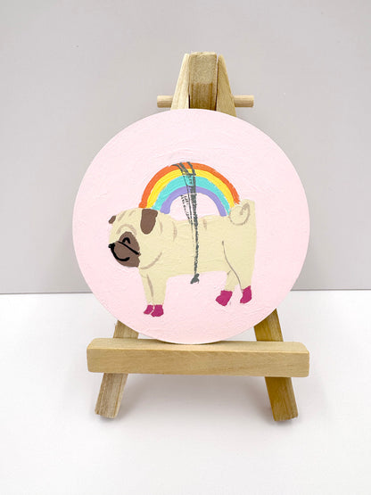 Rainbow Delivery Service - Original Pug Painting - 100 Paintings Unleashed no. 37