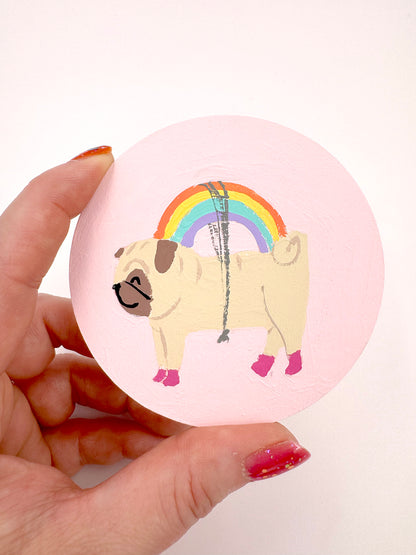 Rainbow Delivery Service - Original Pug Painting - 100 Paintings Unleashed no. 37