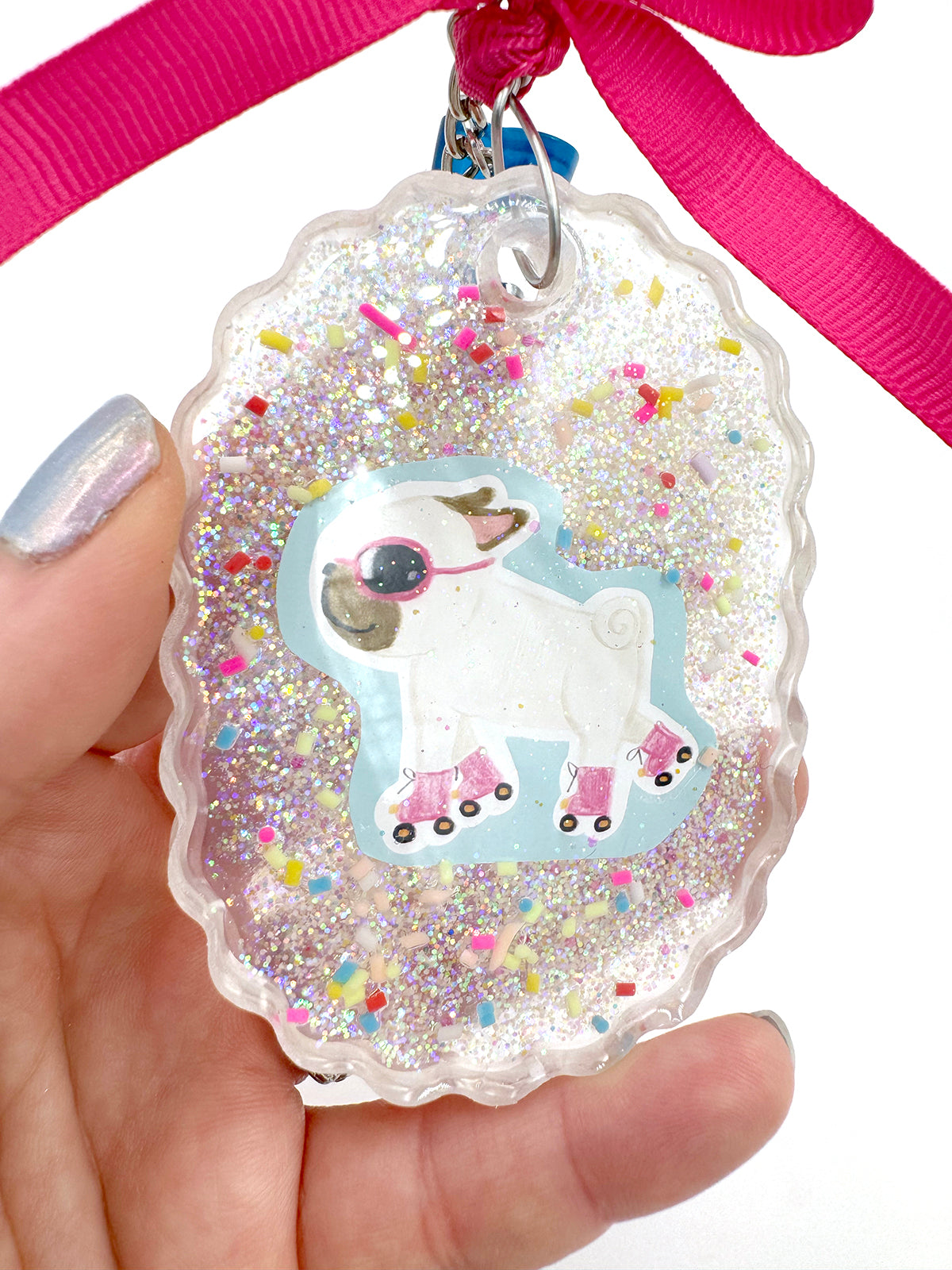 Pug Bag Charm - Roller Derby Pug