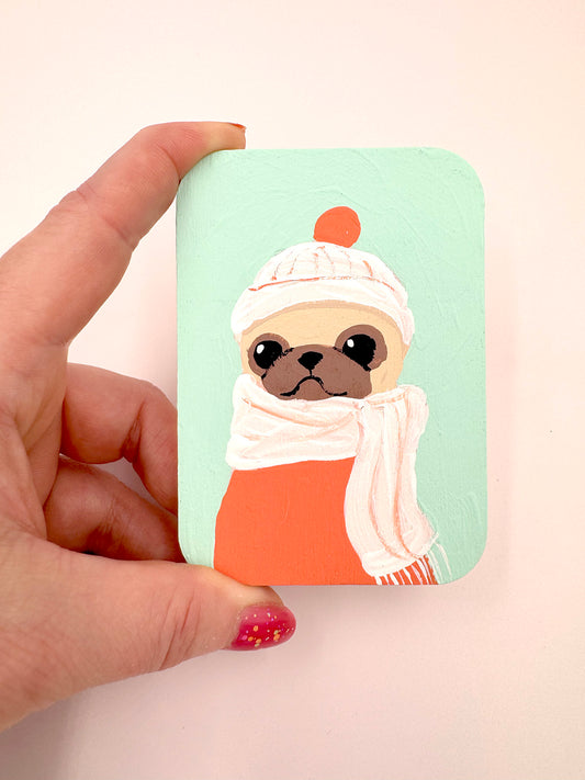 Sweater Weather - Original Pug Painting - 100 Paintings Unleashed no. 47
