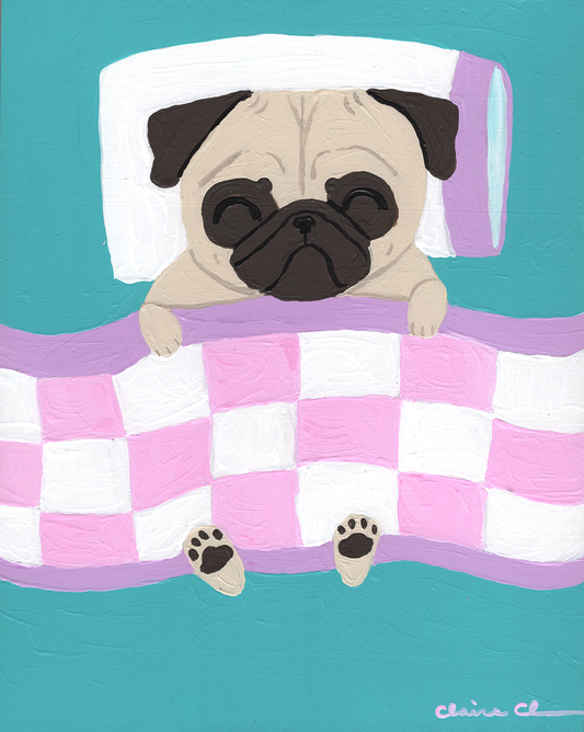 Sleeping In - Original Pug Painting