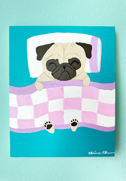 Sleeping In - Original Pug Painting