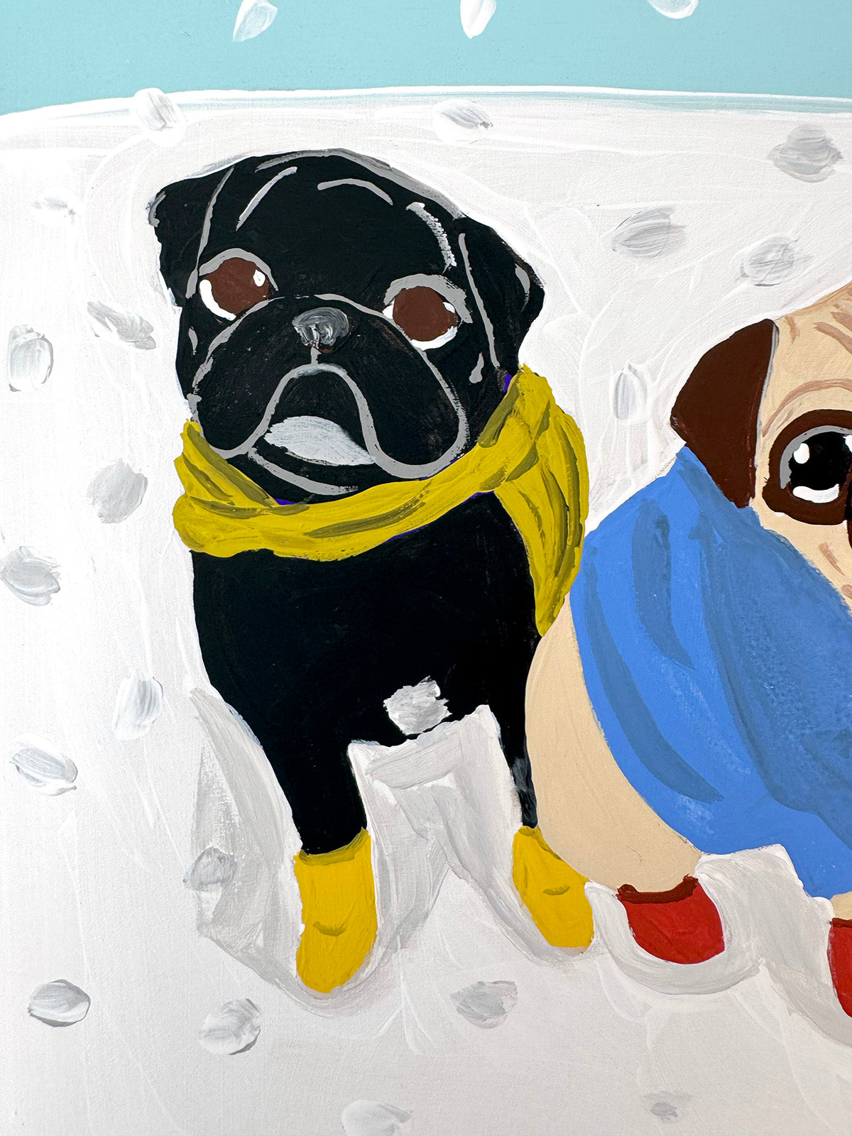 Snow Day - Original Pug Painting