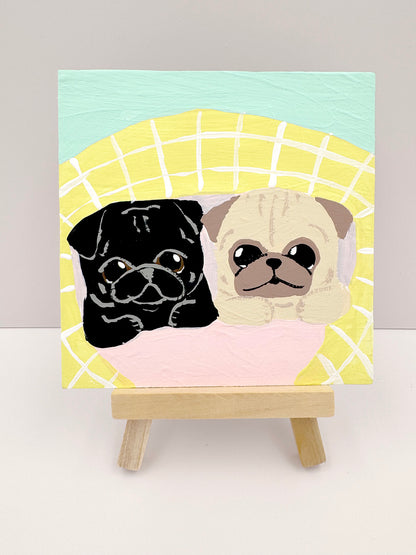 As Snug As Two Pugs In A Rug - Original Pug Painting - 100 Paintings Unleashed no. 57