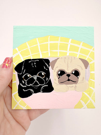 As Snug As Two Pugs In A Rug - Original Pug Painting - 100 Paintings Unleashed no. 57