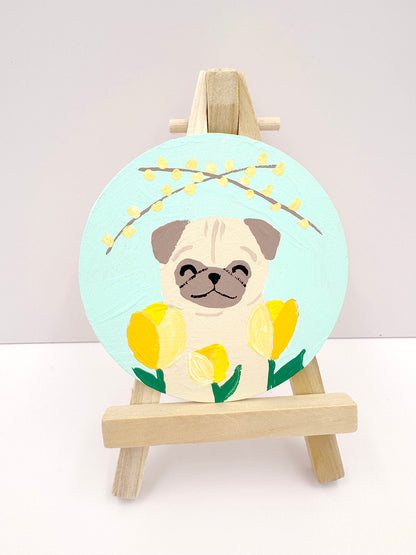 It's Spring! - Original Pug Painting - 100 Paintings Unleashed no. 30