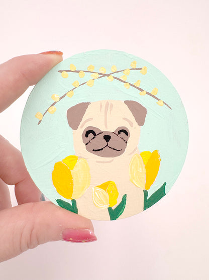 It's Spring! - Original Pug Painting - 100 Paintings Unleashed no. 30