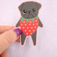Strawberry Pug - Black Pug - Cute Pug Vinyl Sticker