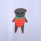 Strawberry Pug - Black Pug - Cute Pug Vinyl Sticker