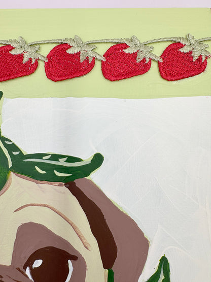 Strawberry Pug - Original Pug Painting - 100 Paintings Unleashed no. 21