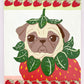 Strawberry Pug - Original Pug Painting - 100 Paintings Unleashed no. 21