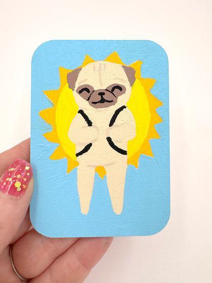 Off To Deliver Some Sunshine - Original Pug Painting - 100 Paintings Unleashed no. 44