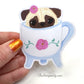 Teacup Pug - Pug Vinyl Sticker - Pug In A Teacup
