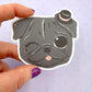 Tiny Top Hat - Black Pug - Cute Pug Vinyl Sticker