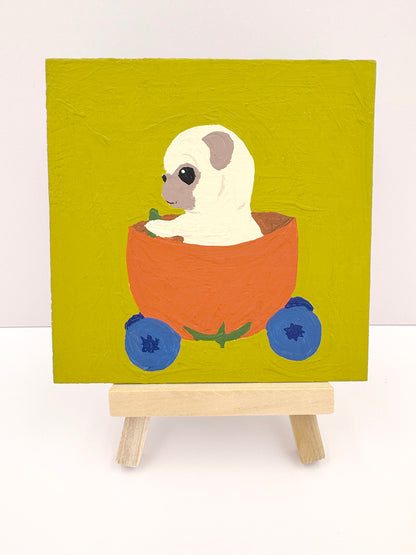 Tomato Car - Original Pug Painting - 100 Paintings Unleashed no. 58