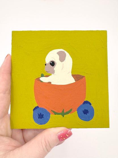 Tomato Car - Original Pug Painting - 100 Paintings Unleashed no. 58