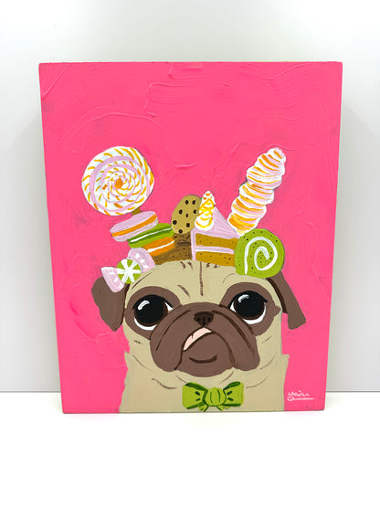 Crown of Treats - Original Pug Painting - 100 Paintings Unleashed no. 22