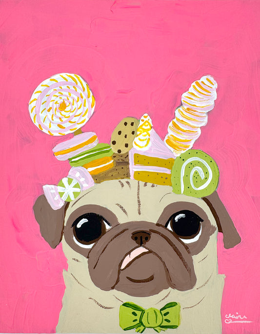 Crown of Treats - Original Pug Painting - 100 Paintings Unleashed no. 22