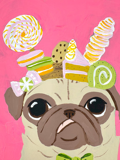 Crown of Treats - Original Pug Painting - 100 Paintings Unleashed no. 22