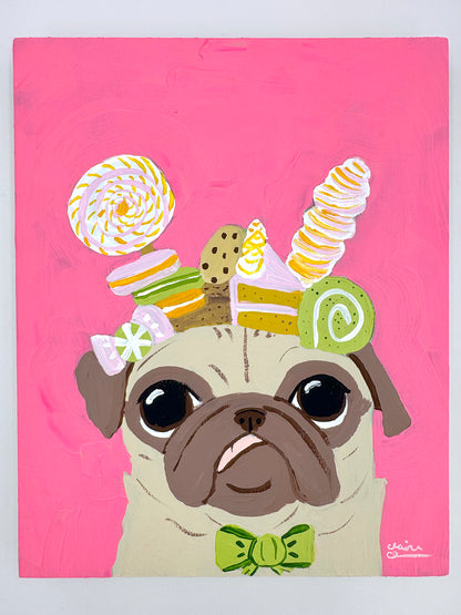 Crown of Treats - Original Pug Painting - 100 Paintings Unleashed no. 22