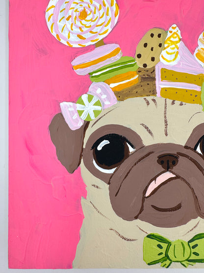 Crown of Treats - Original Pug Painting - 100 Paintings Unleashed no. 22