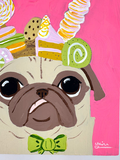 Crown of Treats - Original Pug Painting - 100 Paintings Unleashed no. 22