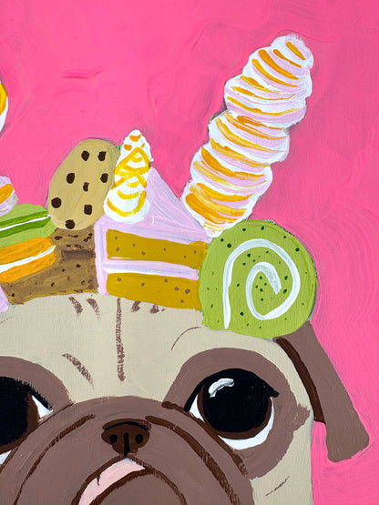 Crown of Treats - Original Pug Painting - 100 Paintings Unleashed no. 22