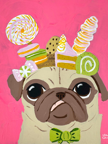 Crown of Treats - Original Pug Painting - 100 Paintings Unleashed no. 22