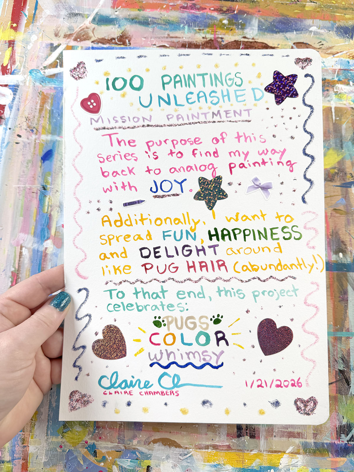 Ode To Lisa - Original Pug Painting - 100 Paintings Unleashed no. 19