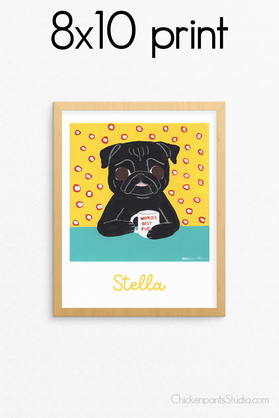 World's Best Pug - Customizable Pug Art Print