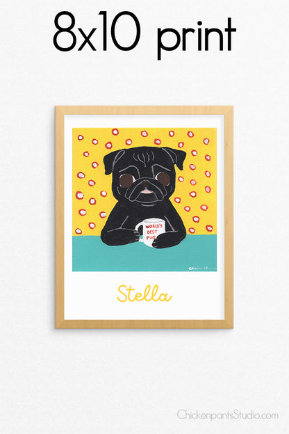 World's Best Pug - Customizable Pug Art Print