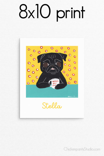 World's Best Pug - Customizable Pug Art Print