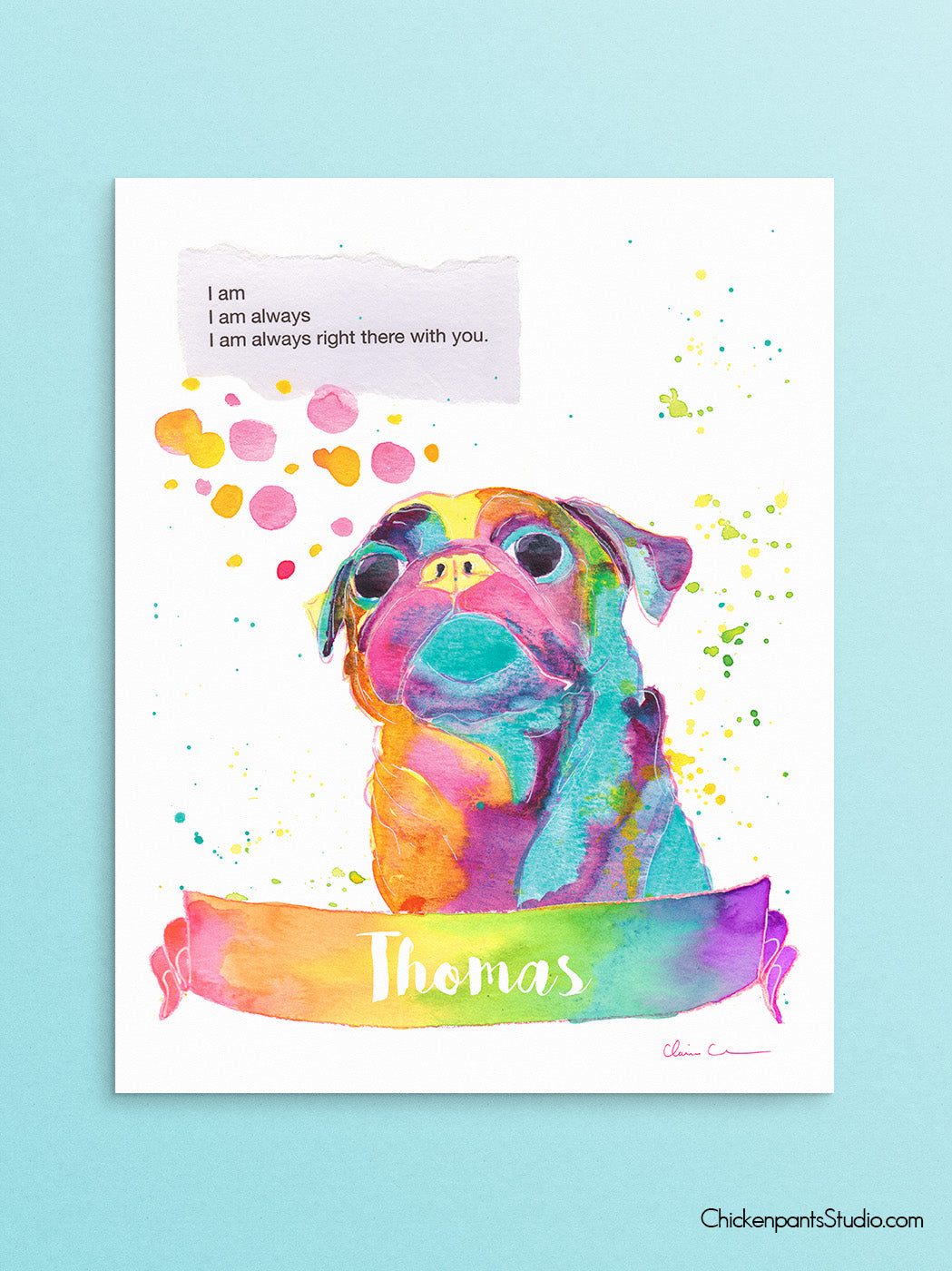 Personalized Always Right There With You -  Pug Art Print