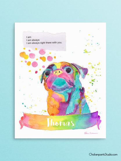 Personalized Always Right There With You -  Pug Art Print