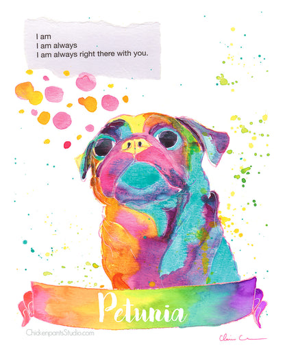 Personalized Always Right There With You -  Pug Art Print