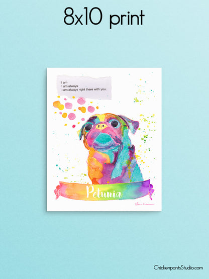 Personalized Always Right There With You -  Pug Art Print