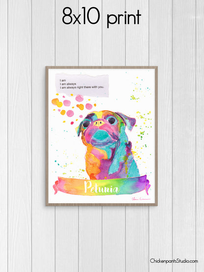Personalized Always Right There With You -  Pug Art Print