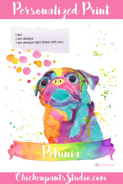 Personalized Always Right There With You -  Pug Art Print