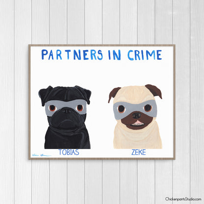 Personalized Partners In Crime Dog Art Print