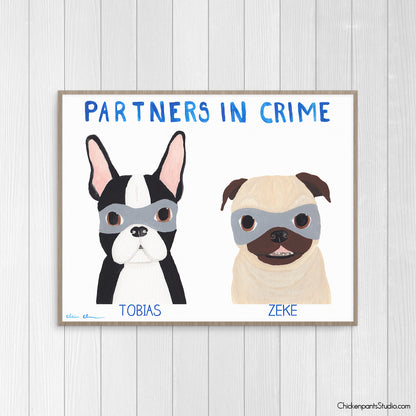 Personalized Partners In Crime Dog Art Print