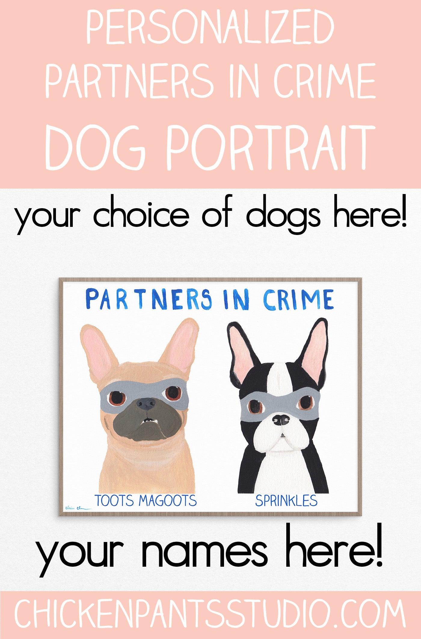 Personalized Partners In Crime Dog Art Print